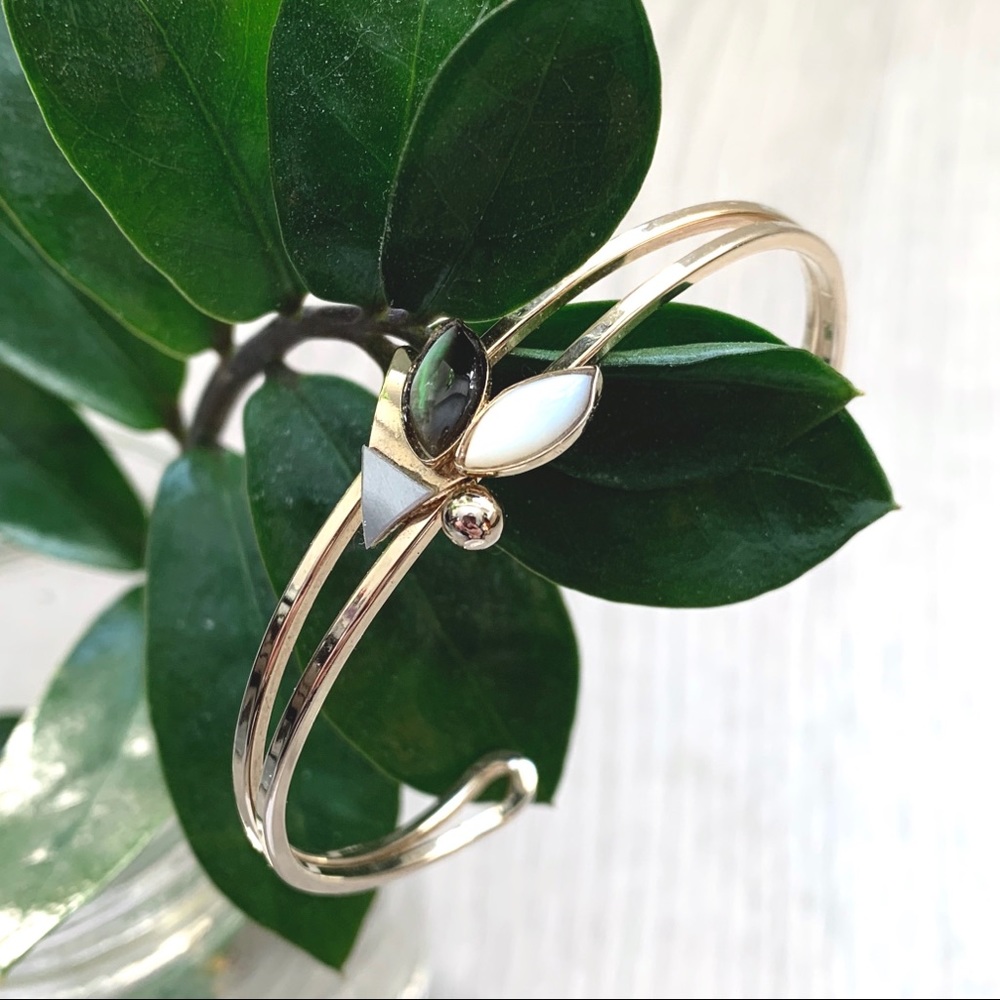 Geometric Gem Bangle Bracelet